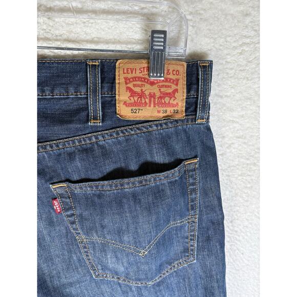 Levis 527 Jeans Mens 38x32 Blue Denim Bootcut Low Rise Slim Cowboy Y2K - Picture 13 of 16